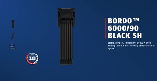 ABUS BORDO™ 6000/90 BLACK SH ebike lock FOLDING