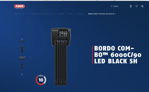 ABUS BORDO™ 6000C/90 BLACK LOCK FOLDING Combo
